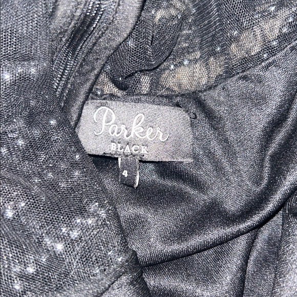 Parker Black Fully Beaded Art Deco Evening Gown Mesh Illusion Maxi Dress Size 4 - Picture 11 of 14